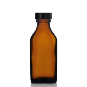 100ml Amber Rectangular Bottle with Polycone Cap