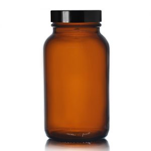 250ml Amber Pharmapac Jar w Black Cap
