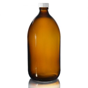 1000ml Amber Glass Sirop Bottle w White PP Cap