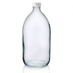 1000ml Clear Glass Sirop Bottle w White PP Cap