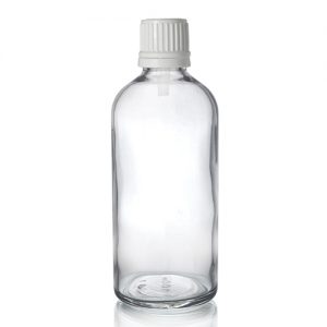 100ml Clear Glass Dropper w Dropper White