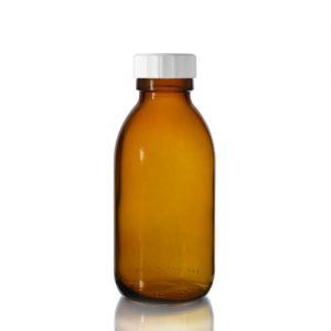 125ml Amber Glass Sirop Bottle w White PP Cap 125ml Amber Glass Sirop Bottle w White PP Cap