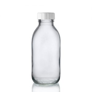 150ml Clear Glass Sirop Bottle w White PP Cap