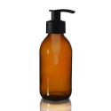 200ml Amber Glass Sirop Bottle with Black Lotion Pump