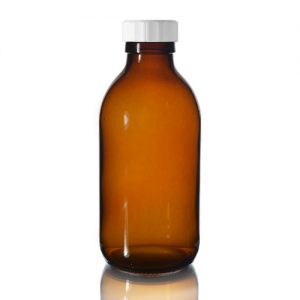 200ml Amber Glass Sirop Bottle w White PP Cap