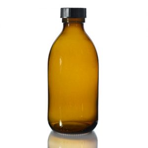 250ml Amber Glass Sirop Bottle w Black PP Cap 250ml Amber Sirop Bottle with PP Screw Cap