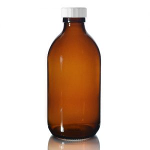 300ml Amber Glass Sirop Bottle w White PP Cap 300ml Amber Glass Sirop Bottle w White PP Cap