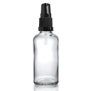 50ml clear glass dropper bottle with lotion pump