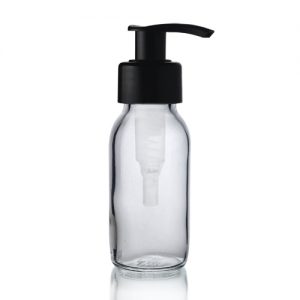 60ml Clear Glass Sirop Bottle with Black Lotion Pump