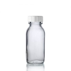 60ml Clear Glass Sirop Bottle w White PP Cap