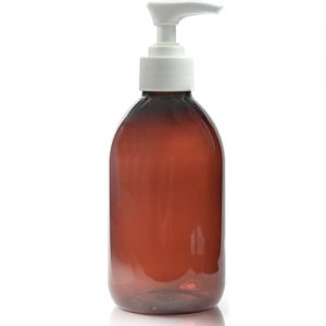 250ml Amber Plastic Sirop white lotion