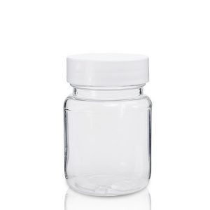 65ml Clear Plastic Jar And White Screw Lid