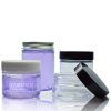 filled plastic cosmetic jars