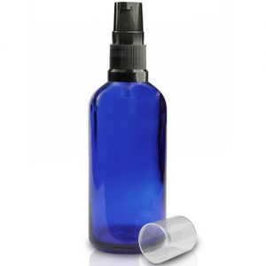 100ml Blue Glass Dropper Bottle With Spray