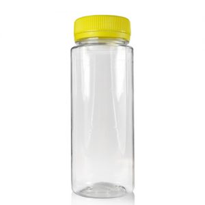 150ml Slim Plastic Juice Bottle with Yellow Lid