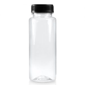 250ml Slim Plastic Juice Bottle with Black Lid