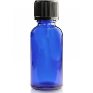 30ml Blue Glass Dropper Bottle And Child Resistant Cap