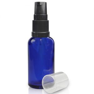 30ml Blue Glass Dropper Bottle With Lotion Pump