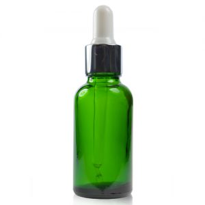 30ml Green Glass Dropper Bottle With Silver Pipette