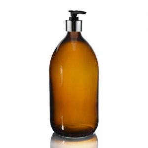 1 Litre Amber Sirop Bottle With Premium Pump