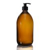 1000ml Amber Glass Sirop Bottle w Lotion Black
