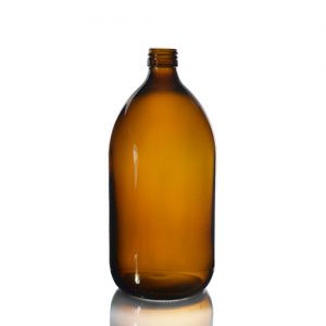 1000ml Amber Glass Sirop Bottle w Lotion Empty
