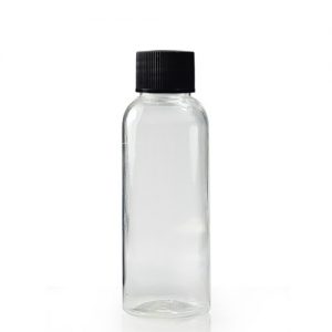 30ml Tall Clear PET Plastic Bottle with Black Cap