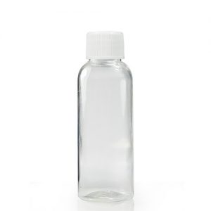 30ml Tall Clear PET Plastic Bottle with White Cap