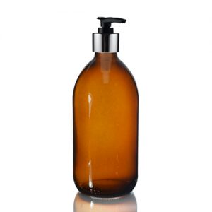 500ml Amber Glass Sirop Bottle w Lotion BS