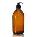 500ml Amber Glass Sirop Bottle w Lotion Black