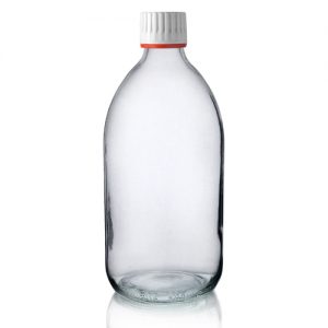 500ml Clear Glass Sirop Bottle w Red Band Cap