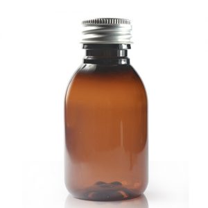 100ml Amber Plastic Bottle With Aluminium Cap