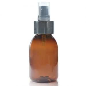 100ml Amber PET sirop silver spray