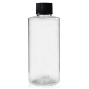 100ml Clear PET Tubular Bottle w Black Screw Cap