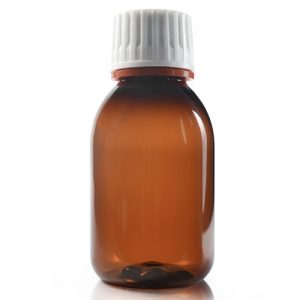 125ml Amber PET sirop red band cap