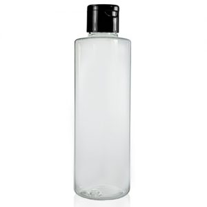 150ml Clear PET Tubular Bottle w Black Flip Top Cap