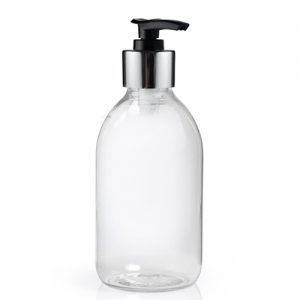 250ml Clear Sirop Bottle silver lotion