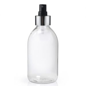 250ml Clear Sirop Bottle silver spray