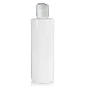 250ml White Glossy Bottle Natural Disc Top Cap