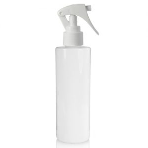 250ml Glossy White Plastic Bottle And Mini Trigger