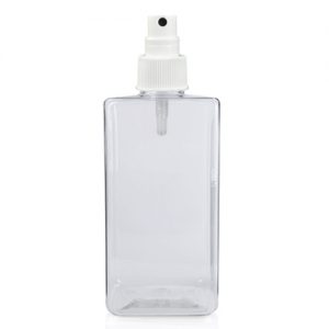 300ml Short Square PET Bottle with White Atomiser