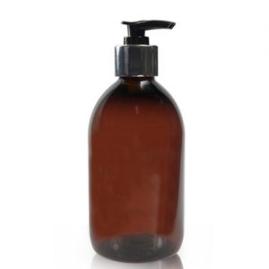 500ml Amber PET sirop bottle silver lotion