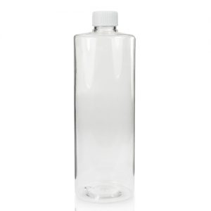 500ml Clear PET Tubular Bottle w White Screw Cap