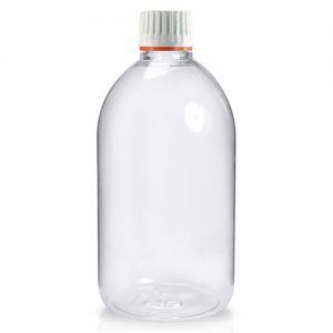 500ml Clear Sirop Bottle with red band cap