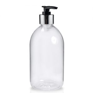 500ml Clear Sirop Bottle with silver lotion