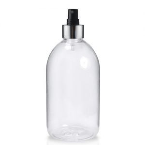 500ml Clear Sirop Bottle with silver spray