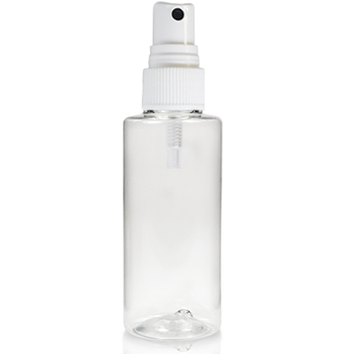 50ml Clear PET Tubular Bottle w White Atomiser Spray