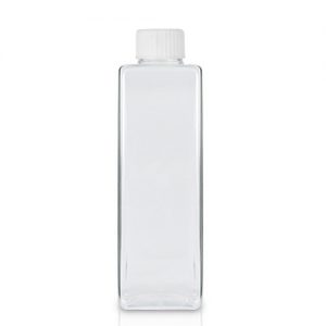 250ml Tall Square Bottle with White Cap