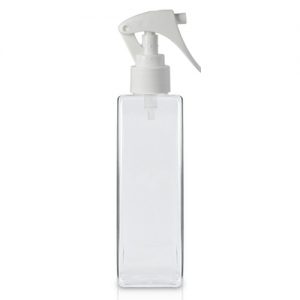 250ml Tall Square Bottle with White Mini Trigger