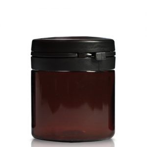 50ml amber plastic pill jar with lid